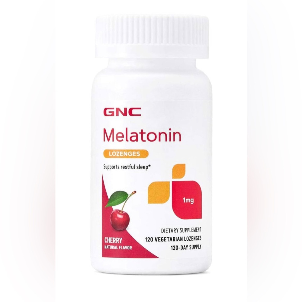 🌸NEW GNC Melatonin 1mg - Cherry, 120 Lozenges, Supports Restful Sleep.